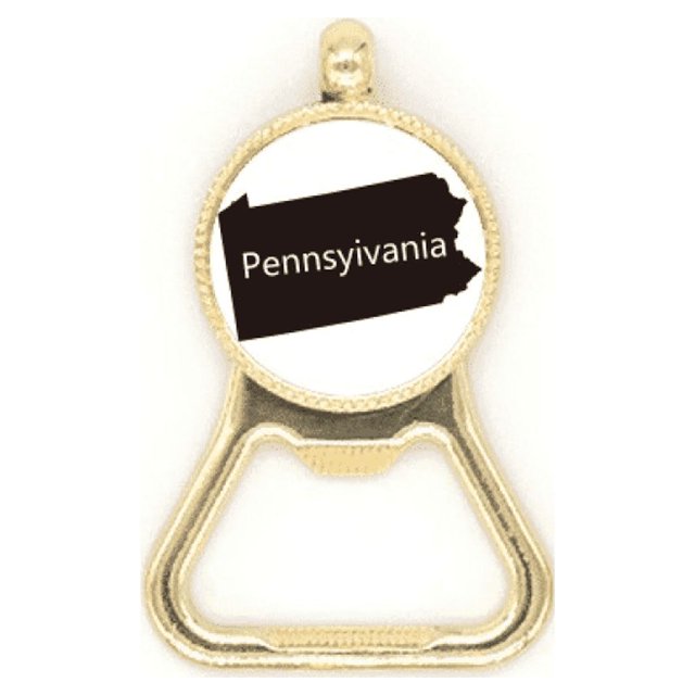 Pennsylvania USA Map Outline Beer Bottle Cap Opener Stainless Steel Key Chain