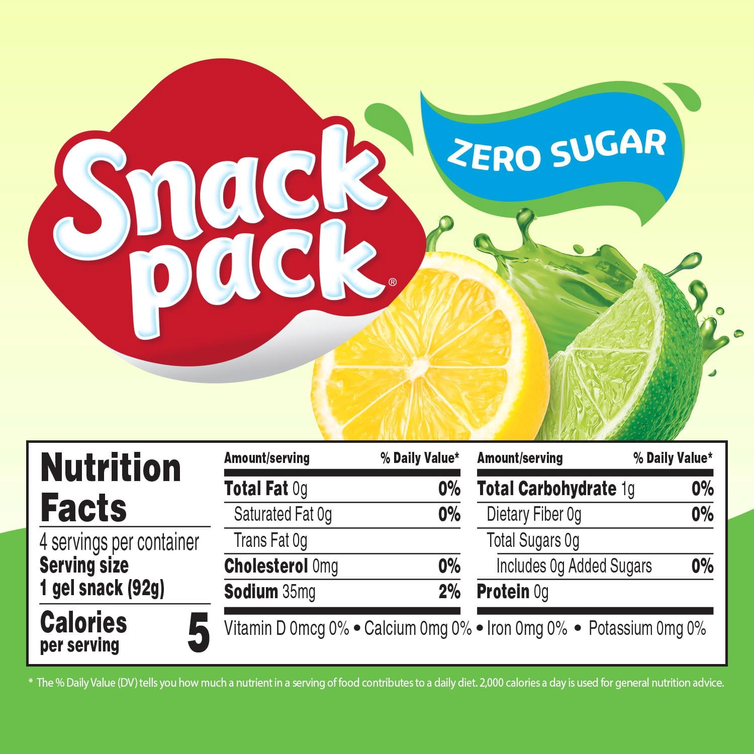 (8 pack) Snack Pack Zero Sugar Lemon Lime Flavored Low Calorie Juicy Gels Cups, Lunchbox Snacks, 3.25 oz., 4-Count