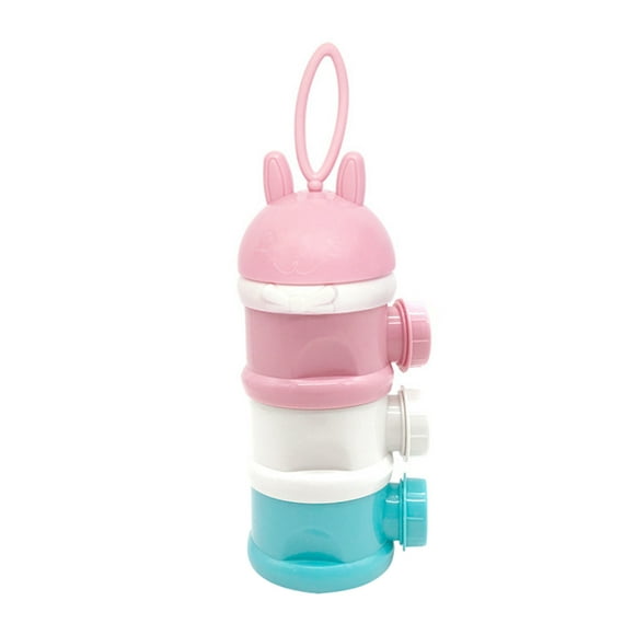Portable 3 Compartment Milk Dispenser For Baby Pink