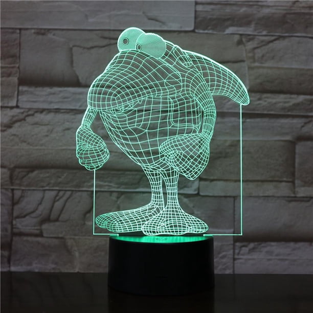 Lámpara de mesa LED 3D con luz nocturna, diseño de cocodrilo, para dormitorio infantil