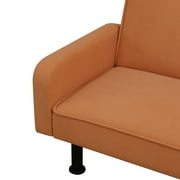 Aukfa 78 Square Arm Futon Sofa Bed Upholstered 3 Seat Couch for Home Office, Flannel, Orange