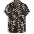 thumbnail image 3 of Camisa negra con estampado 3D de plantas para hombre, camisas hawaianas de manga corta con solapa de verano, blusa holgada con botones de estilo callejero de Harajuku, ropa para hombre, 3 of 5