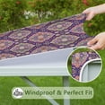 thumbnail image 6 of Multicolor Ethnic Floral Pattern Square Fitted Tablecloth with Elastic Edge,Square Table Cover,Washable Elastic Table Cover for Home Kitchen Party Decor 34"x34", 6 of 6