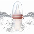 thumbnail image 3 of 3 in 1 Baby Feeding Bottle 3pcs Soft Nipple Portable Elastic Silicone Teething Feeding Bottle Light Orange, 3 of 4