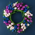 thumbnail image 5 of 15.74in Artificitial Tulip Wreath Decoration Floral Garland Mother's Day Front Door Hanging Ornament Wall Pendant for Home Wedding, 5 of 6