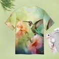thumbnail image 4 of Flower Hummingbird Women's Short Sleeve T-Shirt Crew Neck Casual Summer Trendy Loose Fit Tops, 4 of 6