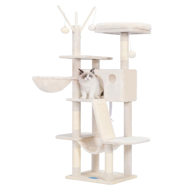 Árbol para Gatos Hey-hermano MPJ019-SM 135 cm Beige para Gatos de Interior