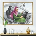 thumbnail image 2 of Designart 'Arabian Lady Driving A Car II' Modern Framed Canvas Wall Art Print, 2 of 5