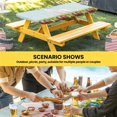 thumbnail image 6 of Easter Table Cloths for 5 Foot Rectangle Tables, Wooden Bunny Colorful Eggs Spring Floral Farmhouse Patio Waterproof Elastic Fitted Tablecloths, Washable Rectangular Table Cover for Camping, 6 of 8