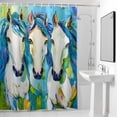 thumbnail image 4 of Green Horse Fabric Shower Curtain Animal Abstract Art Washable Shower Curtains for Bathroom, Waterproof Bath Curtain with Hooks Home Decor 36x72in, 4 of 8