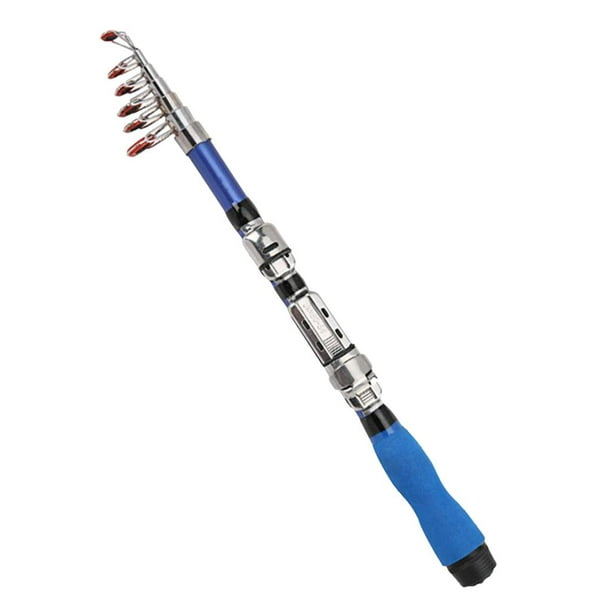 Hard Collapsible Fishing Rod Freshwater Saltwater Telescopic Pole Tools  Blue 1.0m 