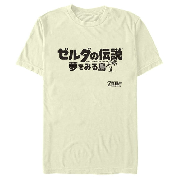 Men's Nintendo Legend of Zelda Link's Awakening Japanese Character Logo Graphic Tee Cream 2X Large