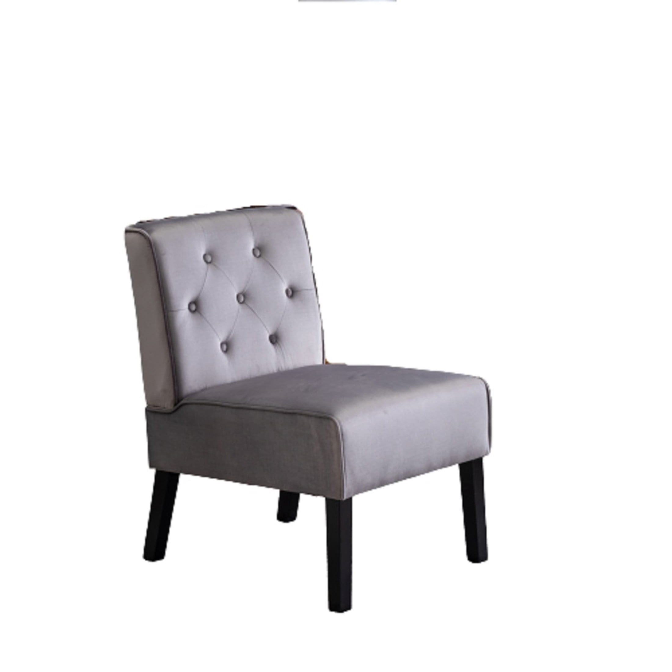 GDF Studio 21" Modern Accent Chairs Set of 2 with Button Tufted Velvet Upholstery, Tapered Wood Legs, Gray