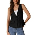 thumbnail image 2 of INSPIRE CHIC Women's Casual Linen V Neck Sleeveless Single Button Breasted Lightweight  Waistcoat M Black, 2 of 6