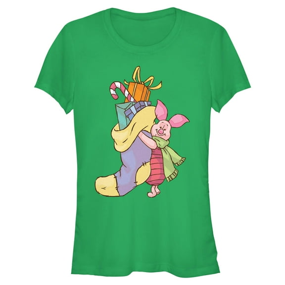 Juniors Winnie the Pooh Piglet Christmas Gifts T Shirt