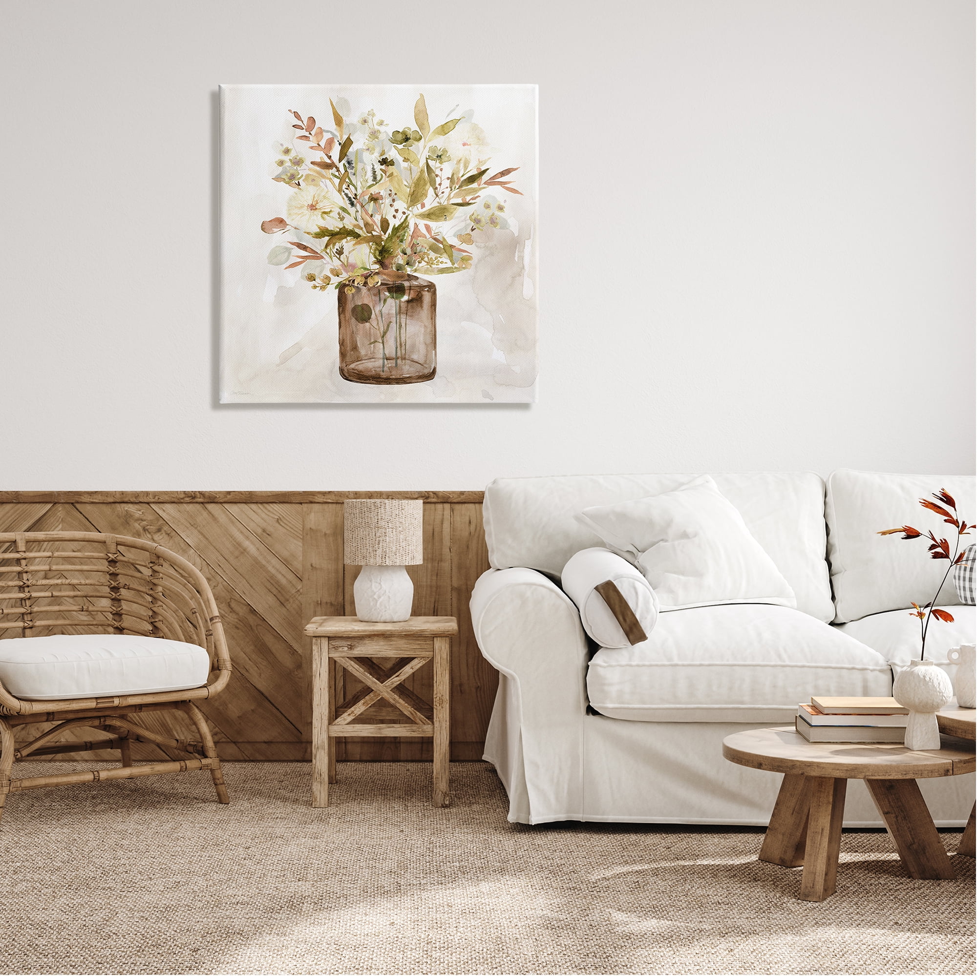 Stupell Industries Earthy Mixed Botanicals Floral Blossoms Watercolor Detail Painting Gallery Wrapped Canvas Print Wall Art, Design by Carol Robinson