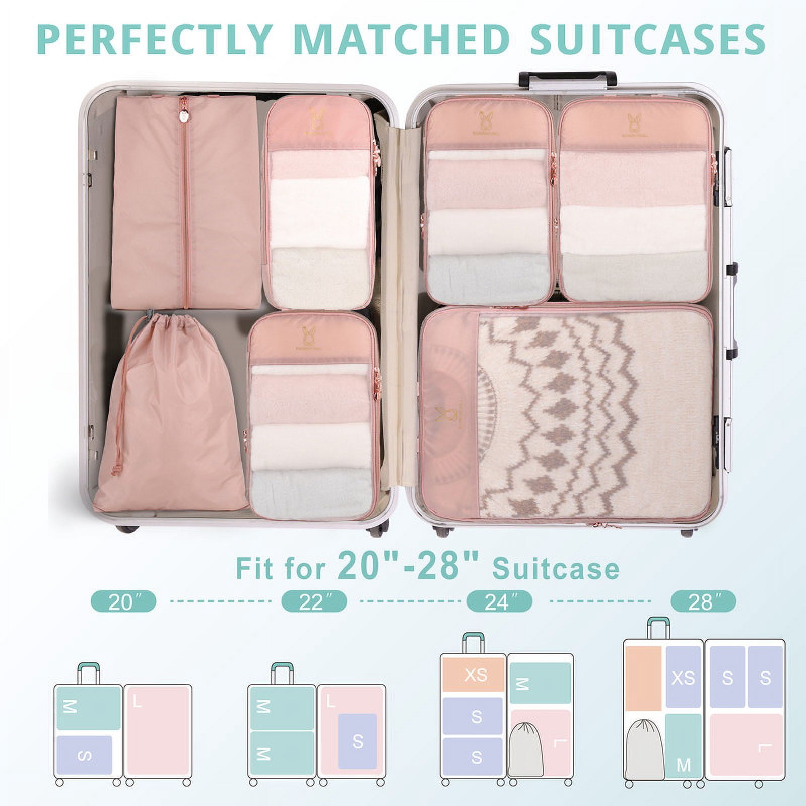 TRIPGEAR 8 Set Mesh Travel Packing Cubes,Lightweight Organizer Bags for Luggage Storage