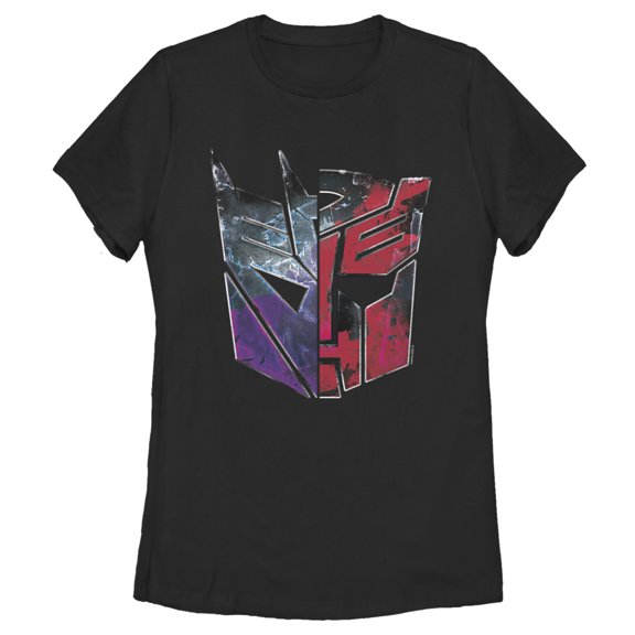 Women's Transformers Split Bot Logo  Graphic Tee Black Small