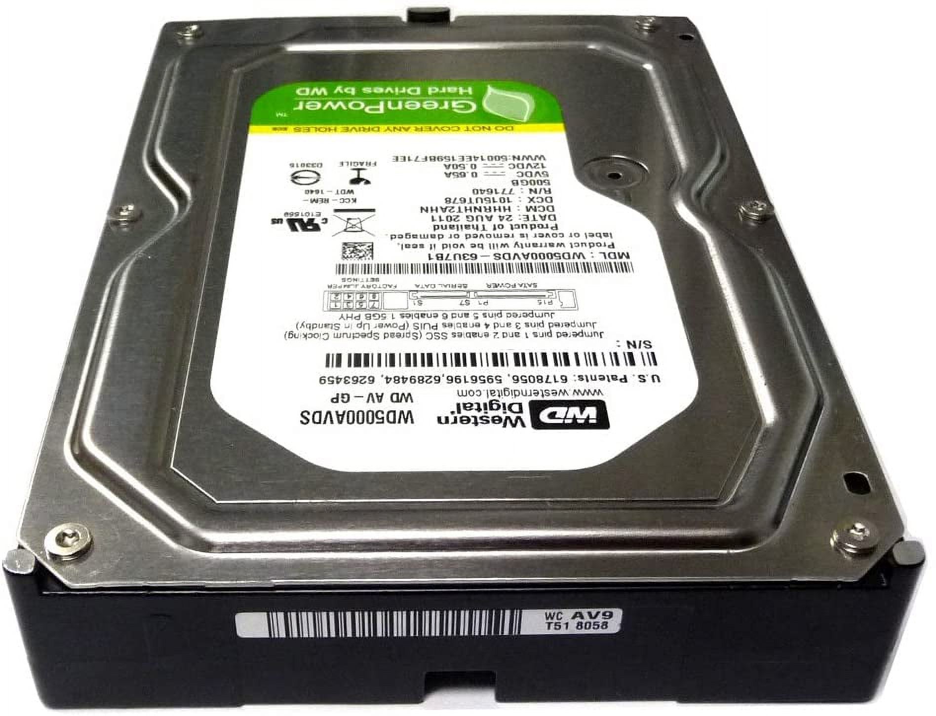 WD Western Digital AV-GP 500GB 32MB Cache SATA 3.0Gb/s 3.5inch (CCTV DVR, PC) Internal Hard Drive (Low power, Quiet) - image 3 of 5
