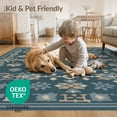 thumbnail image 4 of ODIKA 4'x6' Blue Geometric Floral Elegance Washable Area Rug Intricate Lagoon Inspired Motif Design for Dorm Room, Small Living Stain Resistant Low Profile, Easy Care, 4 of 7