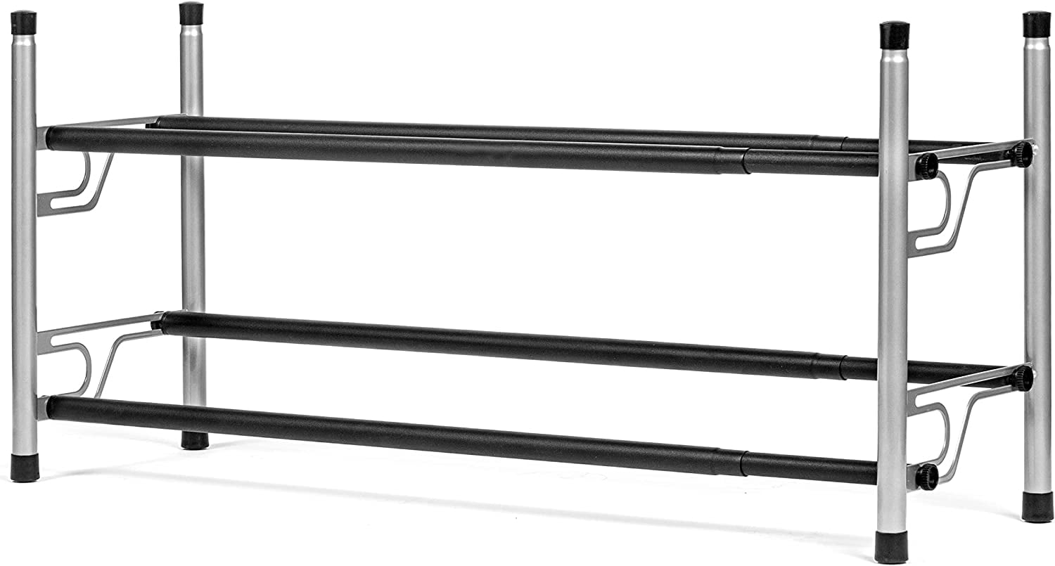 2 Tier Adjustable, Expandable Shoe Rack Storage Organizer Portable