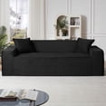 thumbnail image 3 of FFH 80.7" Corduroy Sofa, 3 Seater Boneless Cloud Couch for Small Living Rooms, Apartments and Offices, Black, 3 of 6