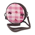 thumbnail image 2 of Leather Shoulder Round Bag 7.1×2.36in Fashion Casual Crossbody Bag Shoulder Bag For Work Travel Business Shopping Date Plaid Fall Camo Pink_1, 2 of 5