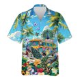 thumbnail image 3 of Camisa hawaiana con estampado 3D de pájaro y autobús para hombre, blusa gráfica hippie hawaiana, blusas de verano con botones de solapa para vacaciones, camisas de playa, 3 of 5