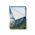 thumbnail image 2 of Landscape Soft Flannel Fleece Blanket, Pure Mountain Lake Scenery with Trees and Cloudy Sky Nature Inspired Print, Cozy Plush for Indoor and Outdoor Use, 70" x 90", Blue White Green, by Ambesonne, 2 of 6