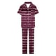 thumbnail image 5 of Pijama de manga corta con estampado de rayas para mujer, pantalón largo y fino, con solapa, de poliéster, para mujer, 5 of 5
