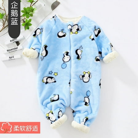 

QWZNDZGR Children s One-Piece Pajamas Baby s Plush And Thickened Flannel Household Clothes Coral Velvet Climbing Clothes Baby Sleeping Bags