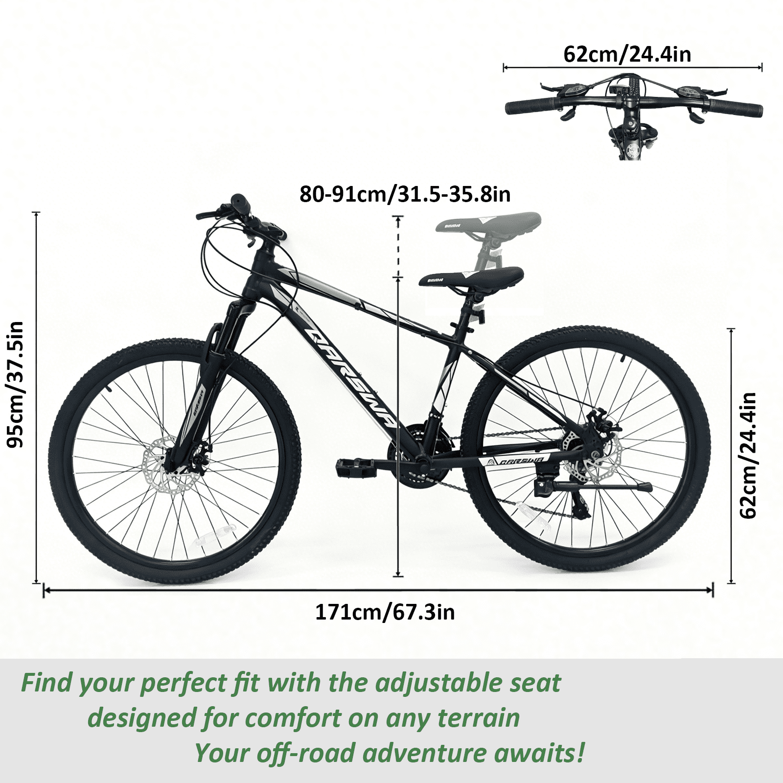 Gasendala 26"  Mountain Bike,21  Speed, Aluminum Frame.ages for 15+,Matte Metallic Silver