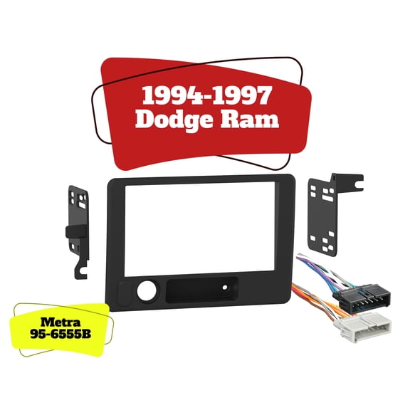 Metra 95-6555B 94-97 Dodge Ram Double Din Car Radio Stereo Installation Dash Kit & 70-1817 Wiring Harness