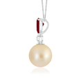 thumbnail image 2 of ANGARA Golden South Sea Cultured Pearl & Pear Ruby Drop Pendant in Platinum for Women | June Birthstone, Birthday, Anniversary, Jewelry Gift for Women | Pearl Necklace, 2 of 5