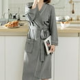 thumbnail image 3 of Nightgown Robe Soft Absorbent Lightweight Long Kimono Waffle Hotel/Spa Cotton Bathrobe, 3 of 9