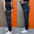 thumbnail image 3 of Pantalones vaqueros para hombre, pantalones vaqueros ajustados para hombre con bolsillos, pantalones empalmados, casuales, de talla grande, estilo Y2k, vintage, primavera y otoño, estilo coreano, holg, 3 of 5