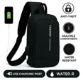 thumbnail image 4 of Soatuto Waterproof Sling Bag for Men Women Crossbody Backpack with USB Charging Port & Headphone Hole, Anti Theft Chest Pack Daypack, Adjustable Shoulder Bag for Travel, Hiking, Running Black, 4 of 6