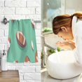thumbnail image 7 of Yayeee 2 Pack Hand Towels for Bathroom 100% Cotton 16" x 28" Soft Absorbent Kitchen Towel, Green American Footballs, 7 of 7