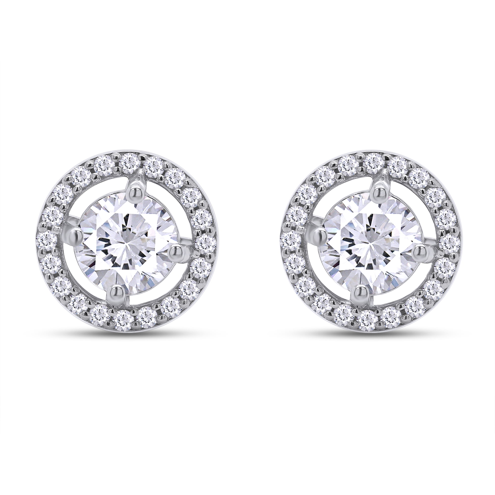 Moissanite Stud Earrings 1.20CT 5MM Lab Created Diamond In 18K White Gold Over Sterling Silver Earrings for Women Men D Color VVS1 Clarity Brilliant Halo Earring Studs