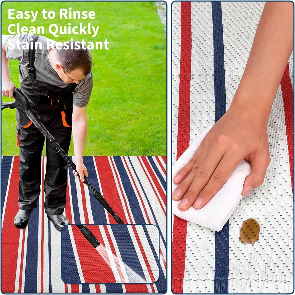 Waterproof Outdoor Rug 8x10/9×12/9×18, Plastic Straw Patio Camping Rug, Indoor Outdoor RV Mat Carpet for Deck, Camper, Porch, Balcony, Backyard, Picnic