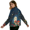 thumbnail image 3 of Xixirimido Women's Windbreaker Bomber Jacket Zip Up Jacket Fall Winter Casual Coat Lightweight Women Loose Fit Outerwear with Pockets, Mushrooms Moon Starry Night, Small, 3 of 7