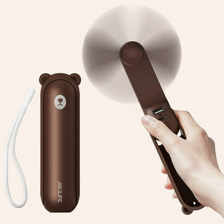

JLMMEN STORE Handheld Fan with 4800 mAh Powerbank Max 46 Hours Runtime Pocket Fan Portable Battery Operated 3 Speeds-Brown