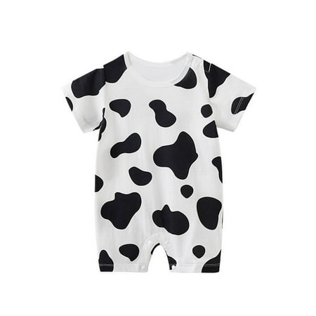 

Children Girls Bodysuit Leisure Cartoon Cow Printed Short Sleeve Outwear Toddler Baby Playsuits Bodysuits Gifts To Child