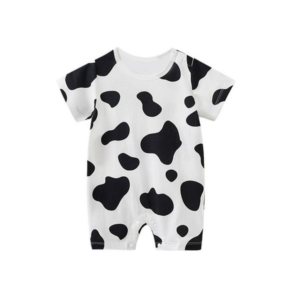 PMUYBHF Baby Undershirts 0-3 Months Infant Short Sleeved Jumpsuit Cow Cartoon Print Crawl Clothes Harness Summer Daily Wear Baby Jumpsuit Boy Costume Baby Outfits 0-3 Months Summer