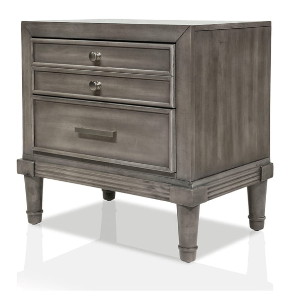 Furniture of America Cartagena Solid Wood 3-Drawer Nightstand in Gray