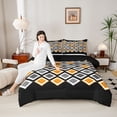 thumbnail image 4 of Castle Fairy Vintage Grid Queen Comforter Set,Mid Century Checkered Bedding Comforter Set, 4 of 8