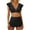 Black, variant on Huowey High Waisted Tankini Swimsuit For Women 2PCS Bathing Suit Ruffle Bikini Tops Swim Skirt Bottoms Resort Swim Wear Honeymoon Cruise Trendy Wear