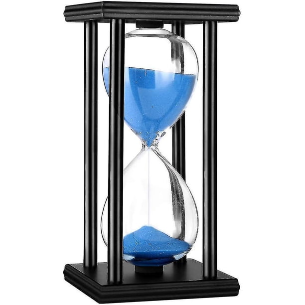 Temporizador de reloj de arena de 30 minutos, reloj de arena de madera para regalos creativos, decoración de habitación, oficina, decoración de cocina, cumpleaños (30 minutos, azul