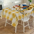 thumbnail image 3 of Rectangle Tablecloth Waterproof for Kitchen, Rural Farm Rooster Sunflowers Yellow Buffalo Plaid Polyester Wrinkle Textured Tablecloths, Indoor/Outdoor Decor Desktop Protectors Tablecloths, 60"x120", 3 of 6