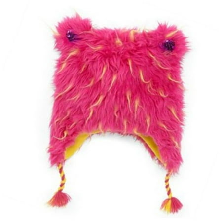 Total Girl Trapper Girls Fuzzy Pink Plush Fur Winter Hat Peruvian Beanie